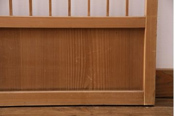 アンティーク建具　昭和初期　ダイヤガラス　素朴な木の風合いが味わい深い縦額入り障子戸4枚セット(引き戸、建具)(R-049520)