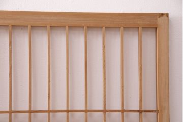 アンティーク建具　昭和初期　ダイヤガラス　素朴な木の風合いが味わい深い縦額入り障子戸4枚セット(引き戸、建具)(R-049520)