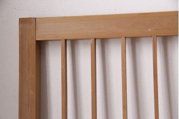 アンティーク建具　昭和初期　ダイヤガラス　素朴な木の風合いが味わい深い縦額入り障子戸4枚セット(引き戸、建具)(R-049520)