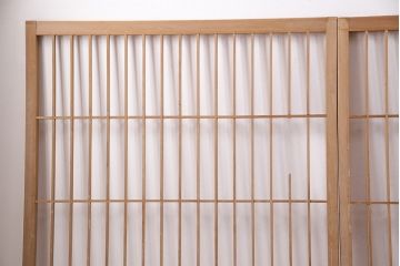 アンティーク建具　昭和初期　ダイヤガラス　素朴な木の風合いが味わい深い縦額入り障子戸4枚セット(引き戸、建具)(R-049520)