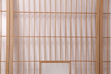 アンティーク建具　昭和初期　ダイヤガラス　素朴な木の風合いが味わい深い縦額入り障子戸4枚セット(引き戸、建具)(R-049520)