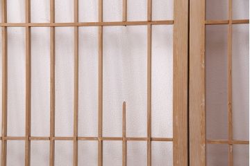 アンティーク建具　昭和初期　ダイヤガラス　素朴な木の風合いが味わい深い縦額入り障子戸4枚セット(引き戸、建具)(R-049520)