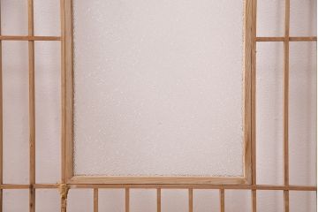 アンティーク建具　昭和初期　ダイヤガラス　素朴な木の風合いが味わい深い縦額入り障子戸4枚セット(引き戸、建具)(R-049520)
