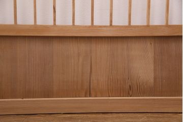 アンティーク建具　昭和初期　ダイヤガラス　素朴な木の風合いが味わい深い縦額入り障子戸4枚セット(引き戸、建具)(R-049520)
