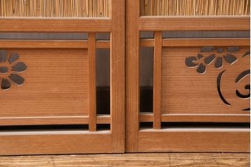 アンティーク建具　和製アンティーク　和の趣漂う御簾戸4枚セット(建具、簾戸、簀戸、葭戸、夏障子、すど、葦戸)(R-049521)