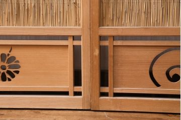 アンティーク建具　和製アンティーク　和の趣漂う御簾戸4枚セット(建具、簾戸、簀戸、葭戸、夏障子、すど、葦戸)(R-049521)