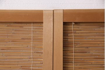 アンティーク建具　上手物!　涼しげな空間作りにおすすめの御簾戸2枚セット(簾戸、簀戸、葭戸、夏障子、夏戸、葦戸)(R-049523)