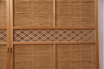 アンティーク建具　上手物!　涼しげな空間作りにおすすめの御簾戸2枚セット(簾戸、簀戸、葭戸、夏障子、夏戸、葦戸)(R-049523)