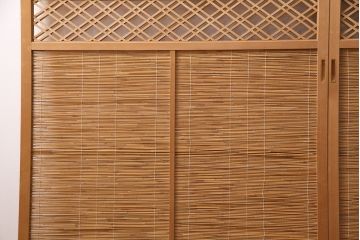 アンティーク建具　上手物!　涼しげな空間作りにおすすめの御簾戸2枚セット(簾戸、簀戸、葭戸、夏障子、夏戸、葦戸)(R-049523)