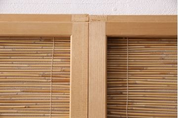 アンティーク建具　上手物!　涼しげな空間作りにおすすめの御簾戸2枚セット(簾戸、簀戸、葭戸、夏障子、夏戸、葦戸)(R-049523)