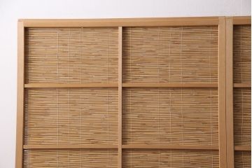 アンティーク建具　上手物!　涼しげな空間作りにおすすめの御簾戸2枚セット(簾戸、簀戸、葭戸、夏障子、夏戸、葦戸)(R-049523)