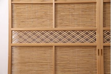 アンティーク建具　上手物!　涼しげな空間作りにおすすめの御簾戸2枚セット(簾戸、簀戸、葭戸、夏障子、夏戸、葦戸)(R-049523)