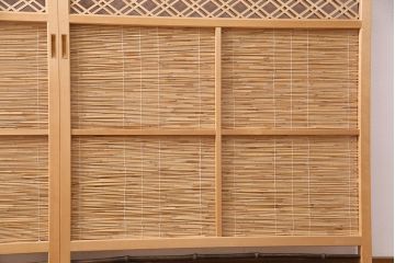 アンティーク建具　上手物!　涼しげな空間作りにおすすめの御簾戸2枚セット(簾戸、簀戸、葭戸、夏障子、夏戸、葦戸)(R-049523)