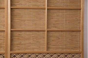 アンティーク建具　上手物!　涼しげな空間作りにおすすめの御簾戸2枚セット(簾戸、簀戸、葭戸、夏障子、夏戸、葦戸)(R-049524)