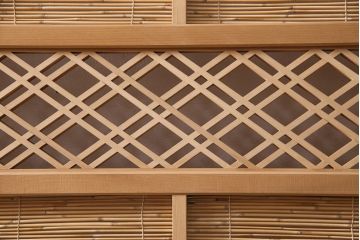アンティーク建具　上手物!　涼しげな空間作りにおすすめの御簾戸2枚セット(簾戸、簀戸、葭戸、夏障子、夏戸、葦戸)(R-049524)
