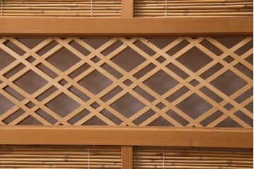 アンティーク建具　上手物!　涼しげな空間作りにおすすめの御簾戸2枚セット(簾戸、簀戸、葭戸、夏障子、夏戸、葦戸)(R-049525)