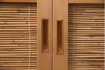 アンティーク建具　上手物!　涼しげな空間作りにおすすめの御簾戸2枚セット(簾戸、簀戸、葭戸、夏障子、夏戸、葦戸)(R-049525)