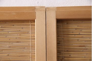 アンティーク建具　上手物!　涼しげな空間作りにおすすめの御簾戸2枚セット(簾戸、簀戸、葭戸、夏障子、夏戸、葦戸)(R-049525)