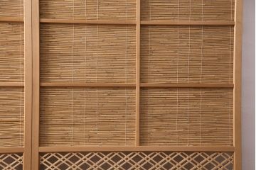 アンティーク建具　上手物!　涼しげな空間作りにおすすめの御簾戸2枚セット(簾戸、簀戸、葭戸、夏障子、夏戸、葦戸)(R-049525)