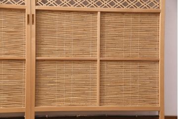 アンティーク建具　上手物!　涼しげな空間作りにおすすめの御簾戸2枚セット(簾戸、簀戸、葭戸、夏障子、夏戸、葦戸)(R-049525)