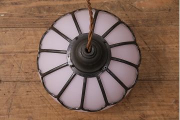 アンティーク照明　和製アンティーク　大正ロマン　ころんとした丸いシェードが可愛らしい吊り下げ照明(天井照明、ペンダントライト、シェード、電笠)(R-049531)