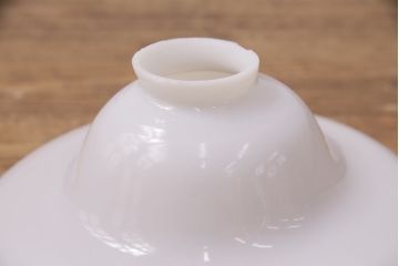 アンティーク照明　和製アンティーク　グリーンの縁がアクセントのシンプルな吊り下げ照明(天井照明、ペンダント照明、シェード、電笠)(R-049532)