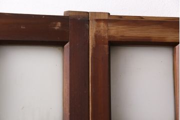 アンティーク建具　昭和初期　凝ったデザインのガラス戸4枚セット(引き戸、建具)(R-049534)