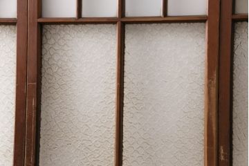 アンティーク建具　昭和初期　凝ったデザインのガラス戸4枚セット(引き戸、建具)(R-049534)