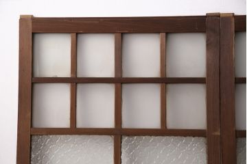 アンティーク建具　昭和初期　凝ったデザインのガラス戸4枚セット(引き戸、建具)(R-049534)