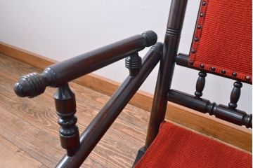 中古　松本民芸家具　D型　ロッキングチェア(アームチェア、揺り椅子)(R-049537)