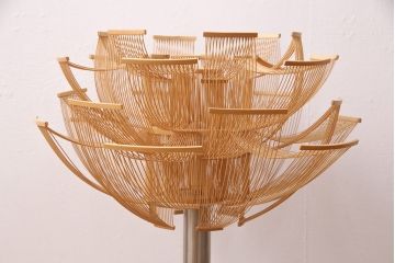 新古品　展示品　Hokore(誇れ)　希少な絶版品!繊細な竹細工が見事なスタンドライト(スタンド照明、フロアライト)(定価約95000円)(R-049540)