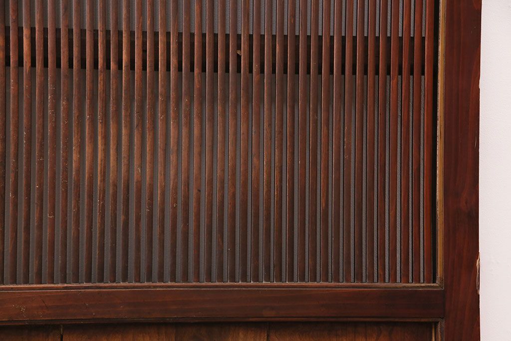 アンティーク建具　腰板ケヤキ材・その他ヒノキ材　明治期の古い蔵戸(格子戸、玄関戸、引き戸、建具)(R-049547)