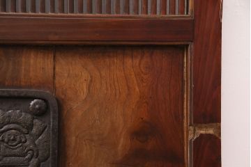 アンティーク建具　腰板ケヤキ材・その他ヒノキ材　明治期の古い蔵戸(格子戸、玄関戸、引き戸、建具)(R-049547)