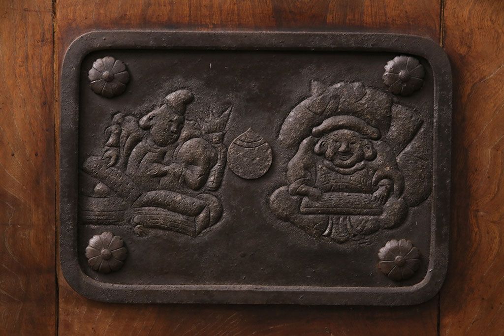 アンティーク建具　腰板ケヤキ材・その他ヒノキ材　明治期の古い蔵戸(格子戸、玄関戸、引き戸、建具)(R-049547)