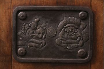 アンティーク建具　腰板ケヤキ材・その他ヒノキ材　明治期の古い蔵戸(格子戸、玄関戸、引き戸、建具)(R-049547)