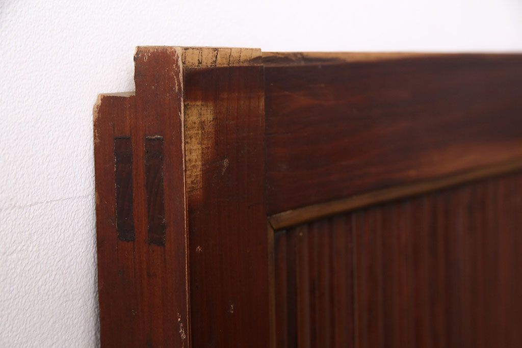 アンティーク建具　腰板ケヤキ材・その他ヒノキ材　明治期の古い蔵戸(格子戸、玄関戸、引き戸、建具)(R-049547)