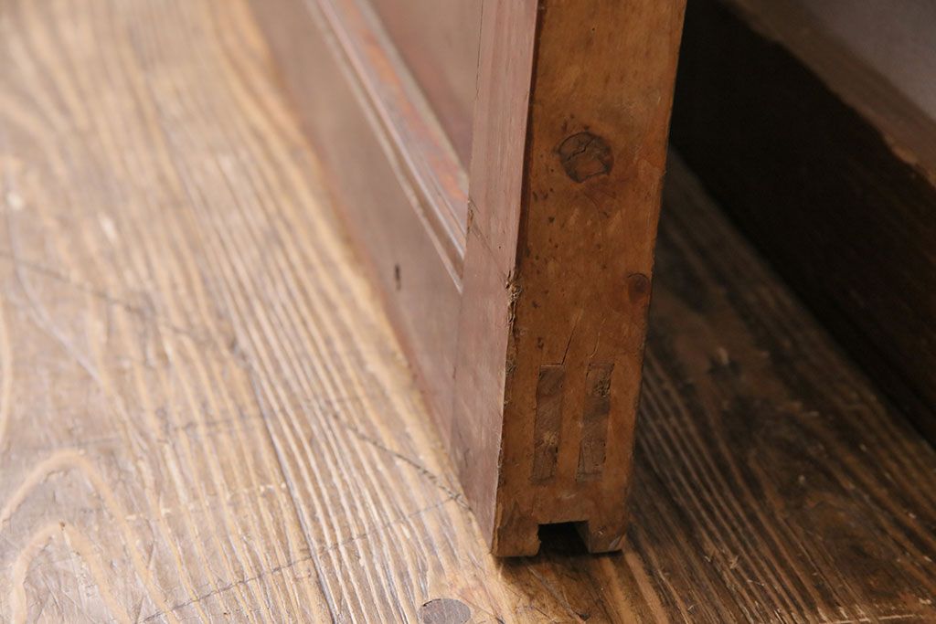 アンティーク建具　腰板ケヤキ材・その他ヒノキ材　明治期の古い蔵戸(格子戸、玄関戸、引き戸、建具)(R-049547)