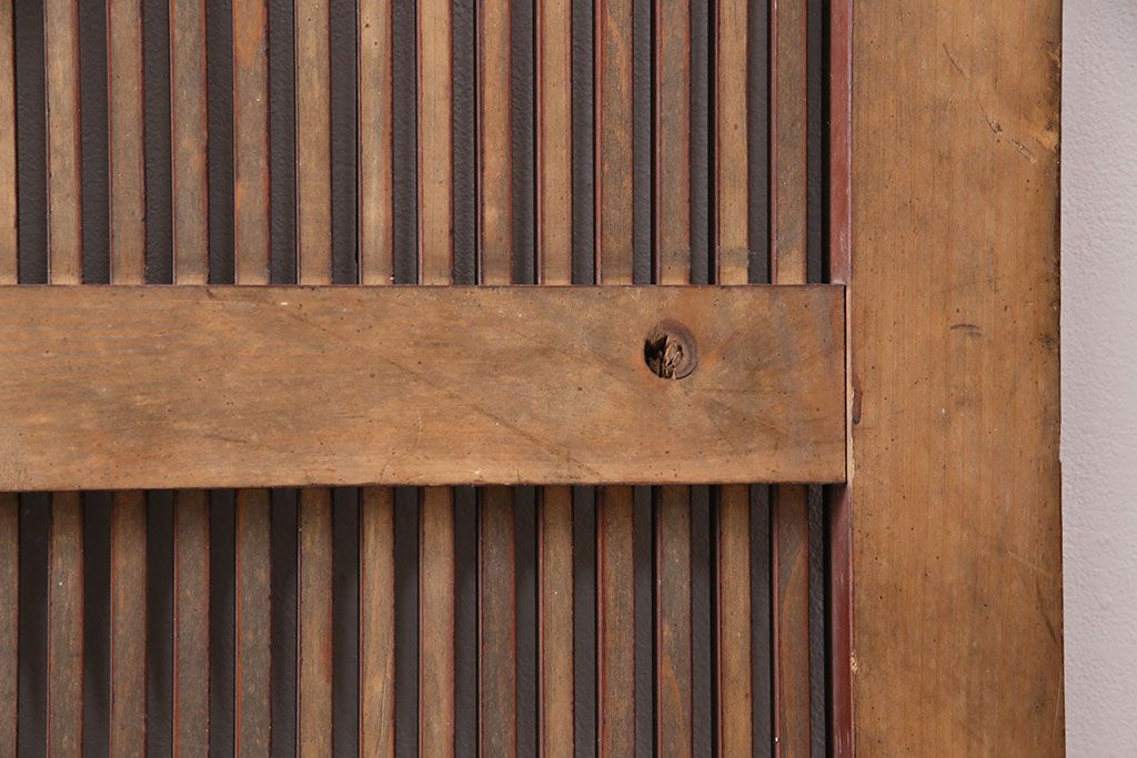 アンティーク建具　腰板ケヤキ材・その他ヒノキ材　明治期の古い蔵戸(格子戸、玄関戸、引き戸、建具)(R-049547)