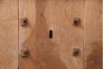 アンティーク建具　腰板ケヤキ材・その他ヒノキ材　明治期の古い蔵戸(格子戸、玄関戸、引き戸、建具)(R-049547)