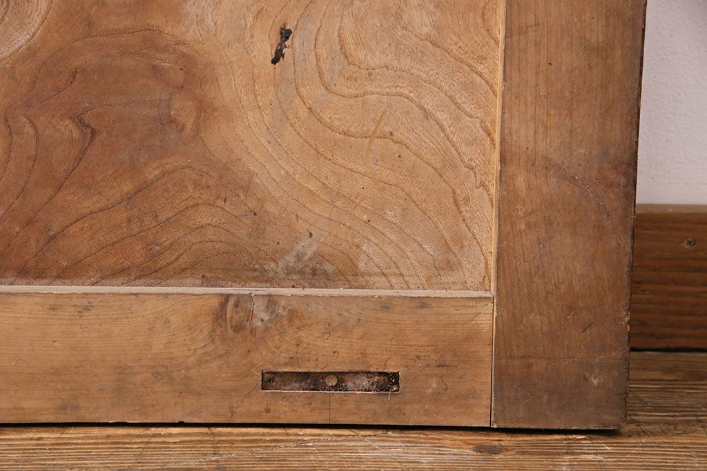 アンティーク建具　腰板ケヤキ材・その他ヒノキ材　明治期の古い蔵戸(格子戸、玄関戸、引き戸、建具)(R-049547)