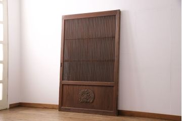 アンティーク建具　腰板ケヤキ材・枠ヒノキ材　明治期の古い蔵戸(格子戸、玄関戸、引き戸、建具)(R-049548)
