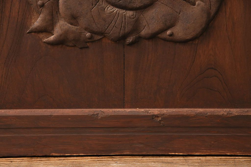 アンティーク建具　腰板ケヤキ材・枠ヒノキ材　明治期の古い蔵戸(格子戸、玄関戸、引き戸、建具)(R-049548)