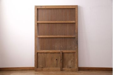 アンティーク建具　腰板ケヤキ材・枠ヒノキ材　明治期の古い蔵戸(格子戸、玄関戸、引き戸、建具)(R-049548)