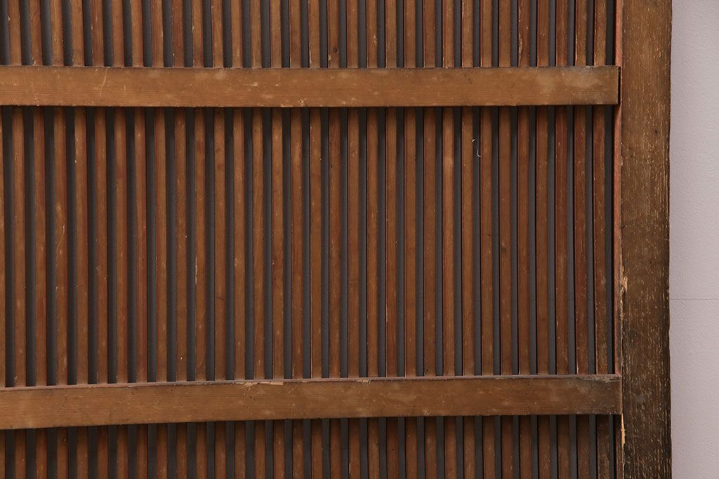 アンティーク建具　腰板ケヤキ材・枠ヒノキ材　明治期の古い蔵戸(格子戸、玄関戸、引き戸、建具)(R-049548)