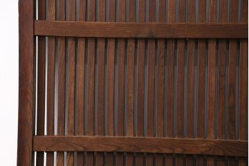 アンティーク建具　総ケヤキ材　凝ったデザインの珍しい蔵戸(格子戸、玄関戸、引き戸、建具)(R-049550)