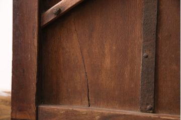 アンティーク建具　総ケヤキ材　凝ったデザインの珍しい蔵戸(格子戸、玄関戸、引き戸、建具)(R-049550)