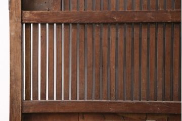 アンティーク建具　総ケヤキ材　凝ったデザインの珍しい蔵戸(格子戸、玄関戸、引き戸、建具)(R-049550)