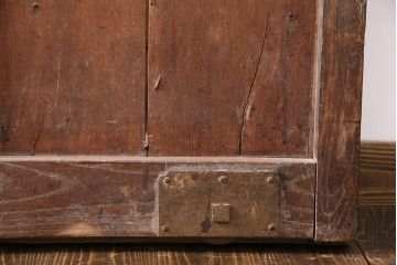 アンティーク建具　総ケヤキ材　凝ったデザインの珍しい蔵戸(格子戸、玄関戸、引き戸、建具)(R-049550)