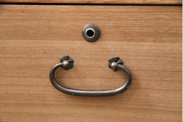 和製アンティーク　桐材・杉材　扉の漆絵が優美な空間を演出する衣装箪笥(収納箪笥、和タンス、収納棚)(R-049552)