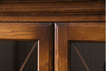 中古　美品　インテリアえぞ(EZO)製　新グレースシリーズ　イギリスアンティークを彷彿とさせる書棚88M(定価20万円)(ブックケース、本箱、戸棚)(R-049553)